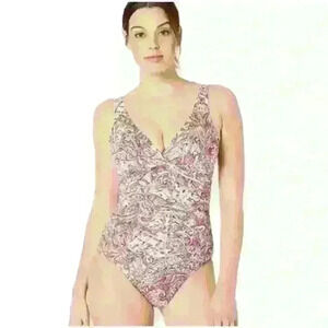 Lauren Ralph Lauren Pink and Gray One Piece Swimsuit